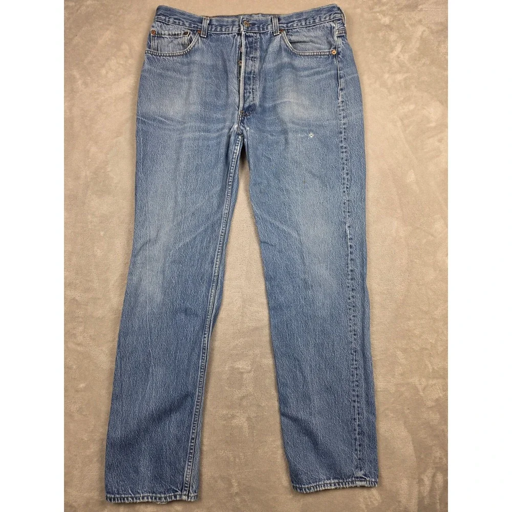 Vintage Levi's 501 Jeans Mens 38x34 Fit 36x34 Blue USA Made Button Fly Denim 80s